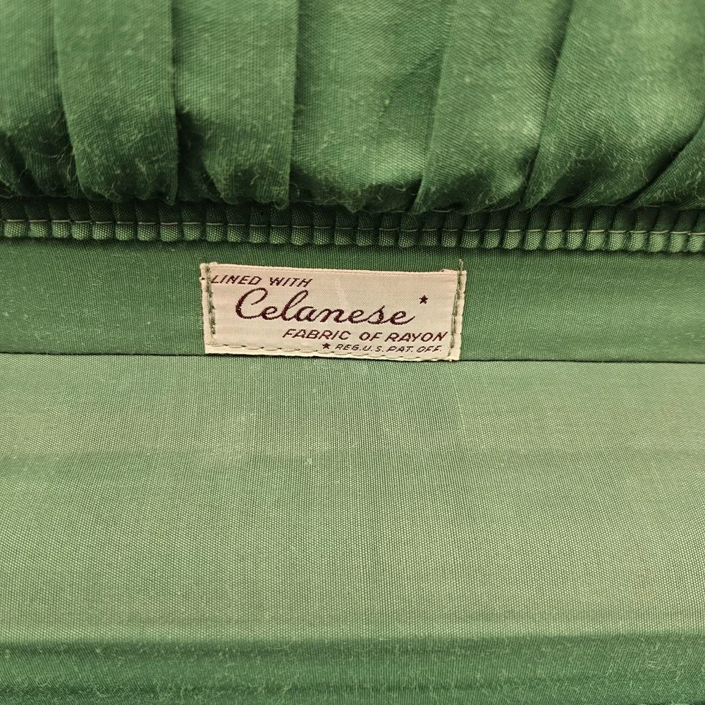 Vintage White Star Hard Shell Suitcase Luggage Green Celanese Lined Made USA 40s